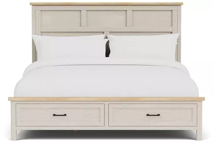Glenndale Aged White Queen Storage Panel Bed