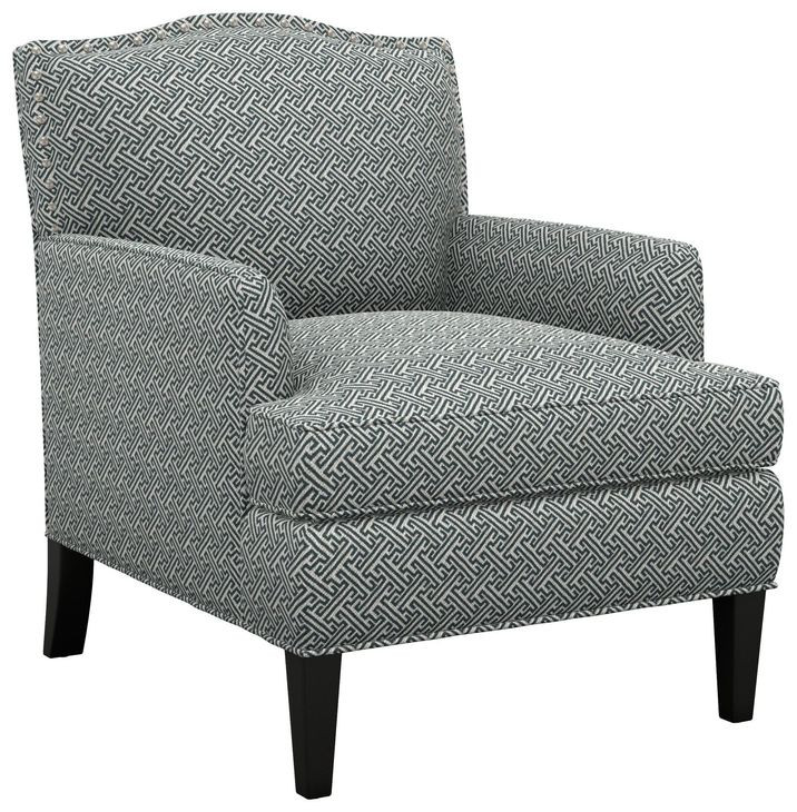 Walton Blue and White Upholstered Lounge Chair with Nailhead Trim