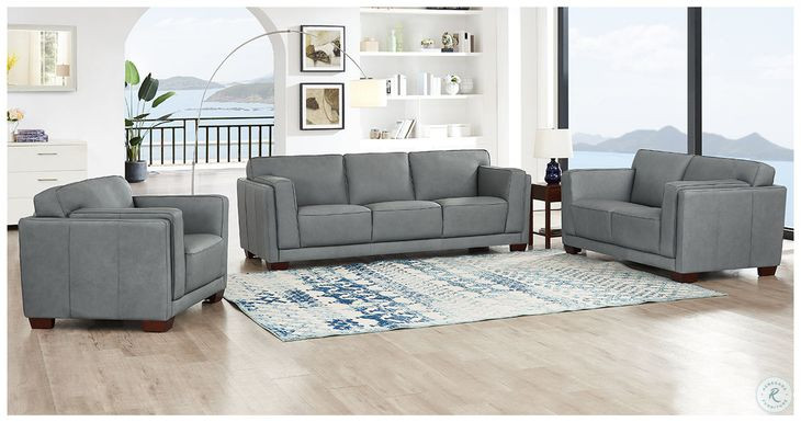 Preston Slate Gray Leather 93" Sofa