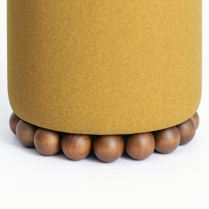 Dex Amber Performance Vegan Mohair Upholstered Round Ottoman