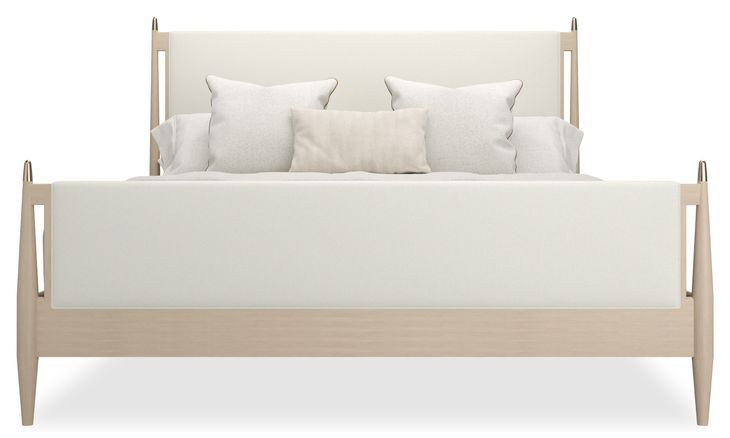 Rhythm Ivory and Sun Drenched Oak Performance Fabric King Upholstered Panel Bed