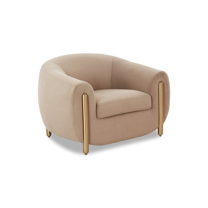 Lina Cafe Au Lait Performance Velvet Upholstered Accent Chair