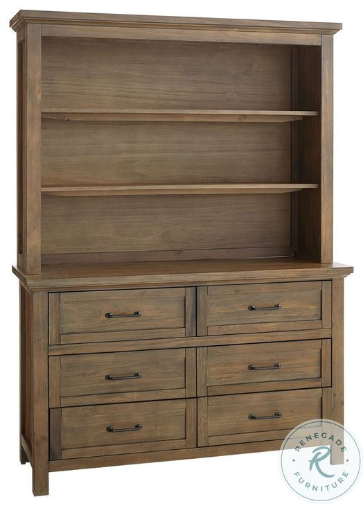 Westfield Harvest Brown Hutch and Bookcase with 3 Shelves