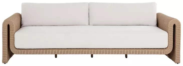 Ravina Louis Cream and Natural Performance Fabric Outdoor 96" Sofa