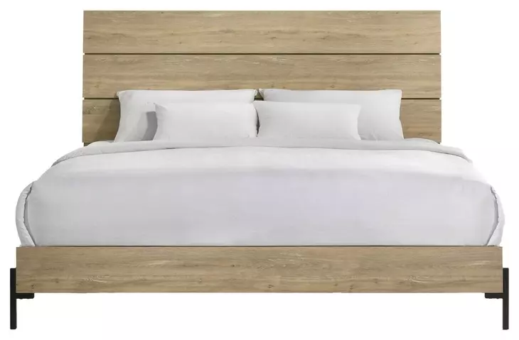 Newhall Vintage Oak Melamine King Panel Bed