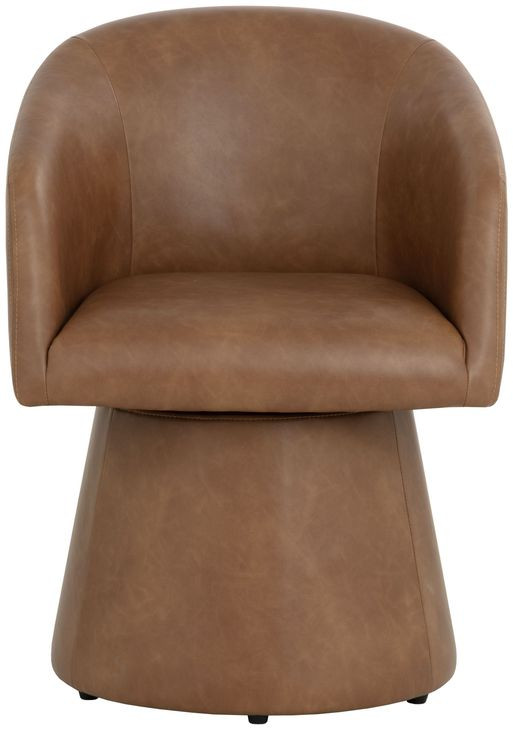 Ettara Copley Cognac Upholstered Swivel Dining Armchair