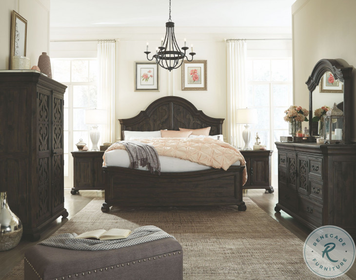 Bellamy Peppercorn Queen Shaped Panel Bed from Magnussen Home Coleman Furniture