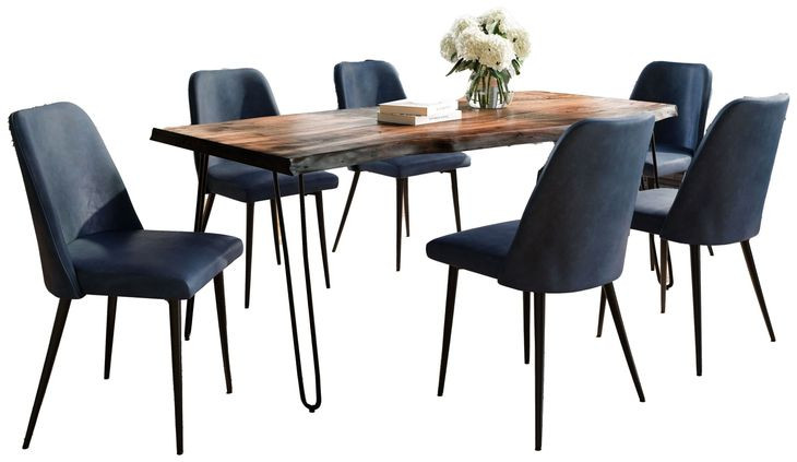 Nature's Edge Chestnut and Blueberry Upholstered 7 Piece Dining Set