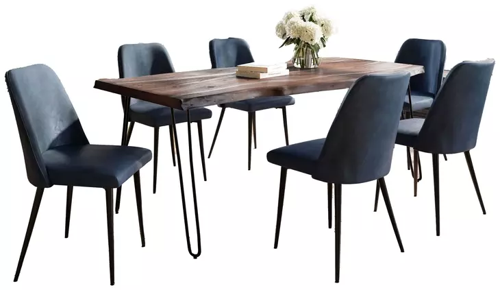 Nature's Edge Slate and Blueberry Upholstered 7 Piece Dining Set