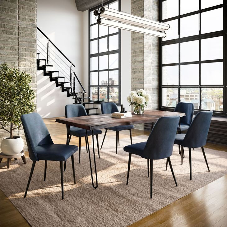 Nature's Edge Slate and Blueberry Upholstered 7 Piece Dining Set