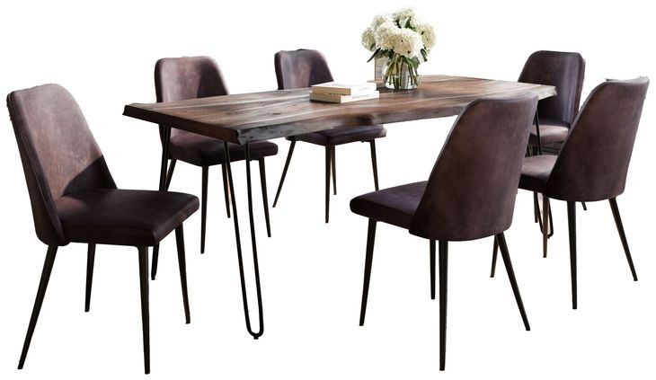 Nature's Edge Slate and Dark Brown 79" 7 Piece Dining Set