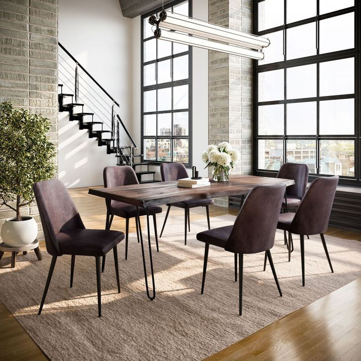 Nature's Edge Slate and Dark Brown 79" 7 Piece Dining Set
