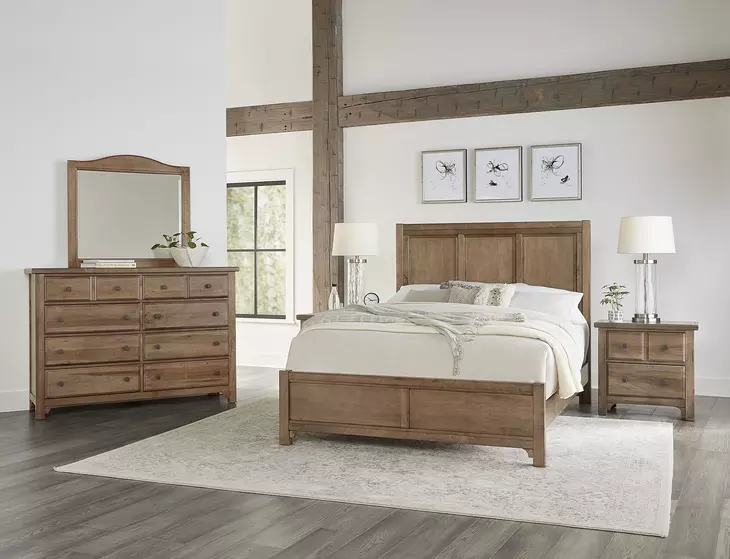 Cool Farmhouse Natural Worm King Panel Bed