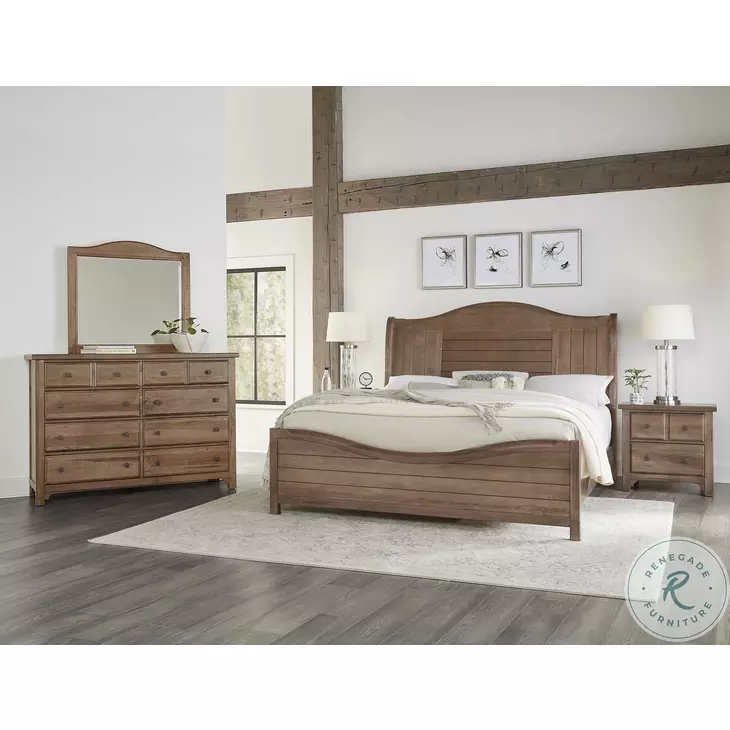 Cool Farmhouse Natural Queen Sleigh Bed