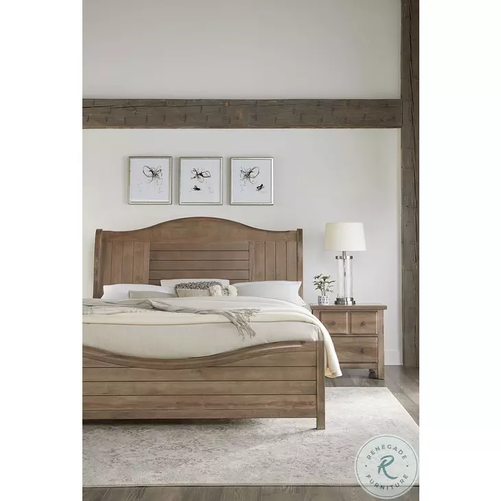 Cool Farmhouse Natural Queen Sleigh Bed