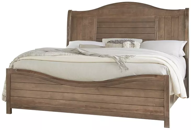 Cool Farmhouse Natural Worm King Sleigh Bed