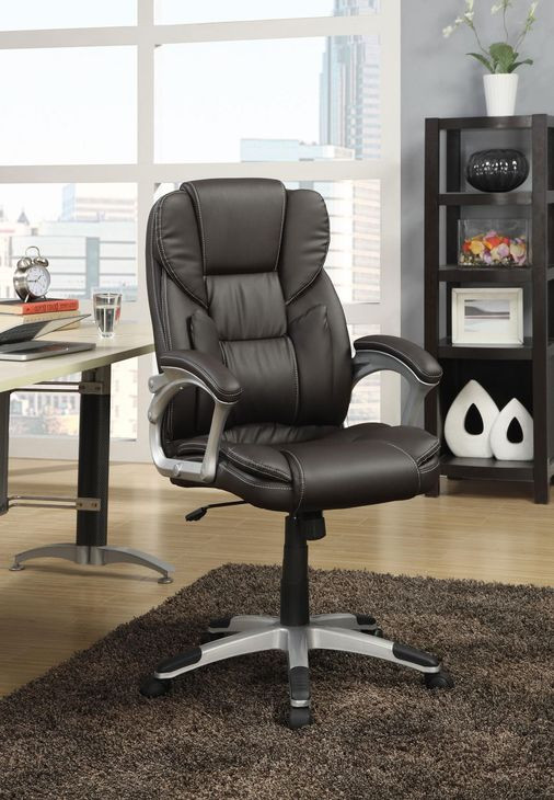 Kaffir Dark Brown And Silver Adjustable Office Chair