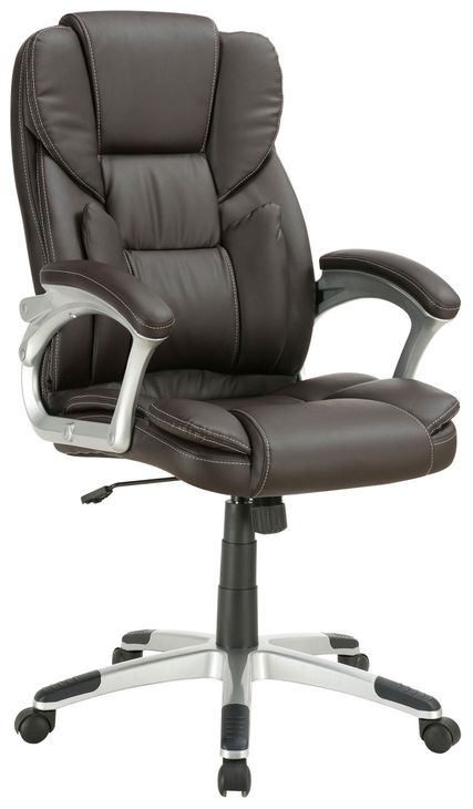 Kaffir Dark Brown And Silver Adjustable Office Chair