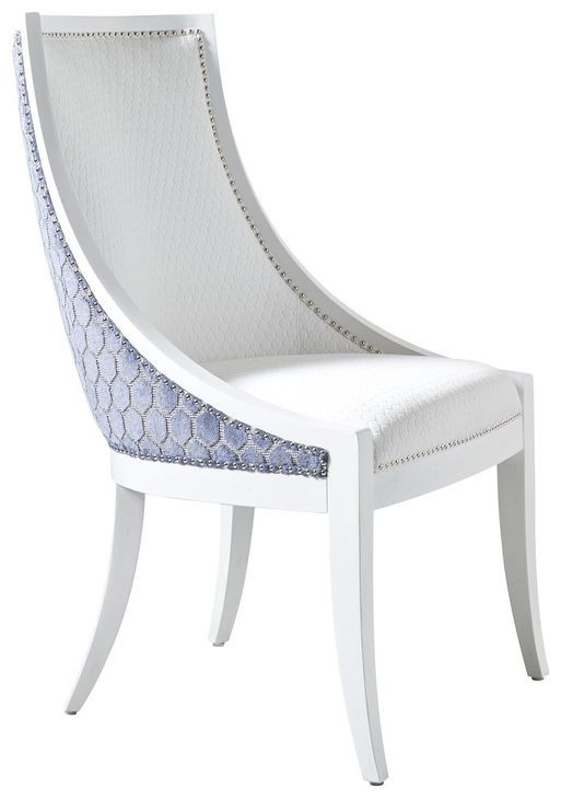 Chamberlain White Upholstered Dining Chair with Nailhead Trim
