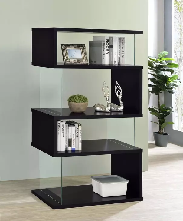 Emelle Black And Clear 4 Tier Bookcase