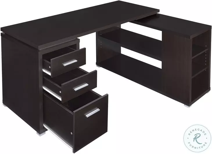 Yvette Cappuccino L-Shape Office Desk