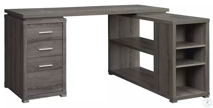 Yvette Weathered Grey L-Shape Office Desk