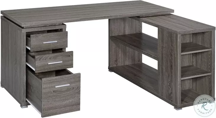 Yvette Weathered Grey L-Shape Office Desk