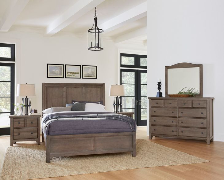Cool Farmhouse Natural worm Gray King Panel Bed
