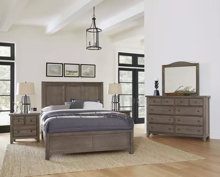 Cool Farmhouse Natural worm Gray King Panel Bed