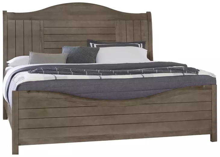 Cool Farmhouse Natural Gray King Sleigh Bed