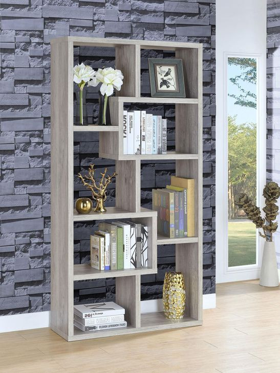 Theo Grey Driftwood 10 Shelf Bookcase