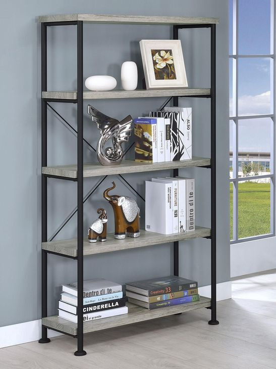 Analiese Gray Driftwood and Black 30" Bookcase