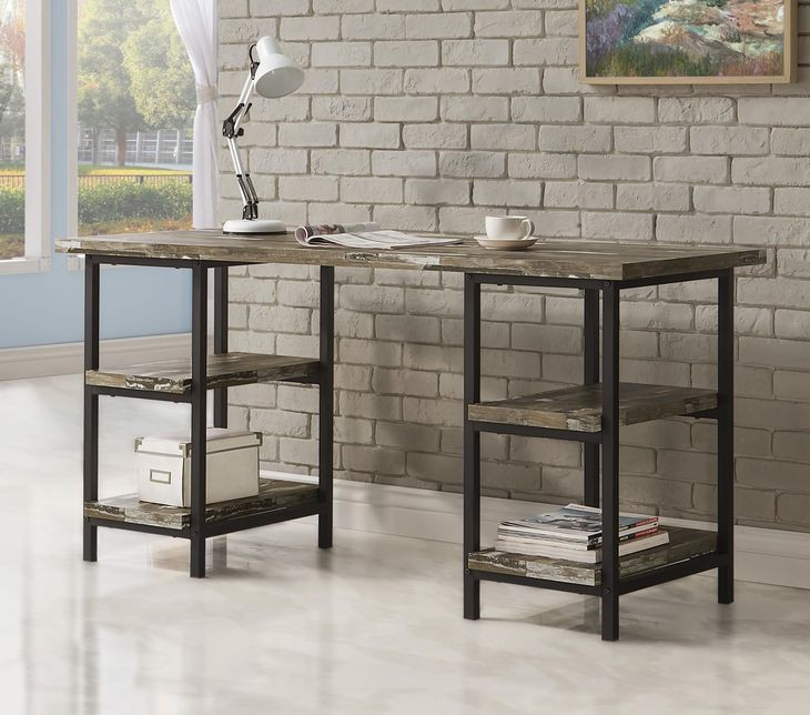 Skelton Salvaged Cabin and Black Writing Desk