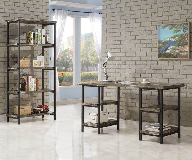 Skelton Salvaged Cabin and Black Writing Desk