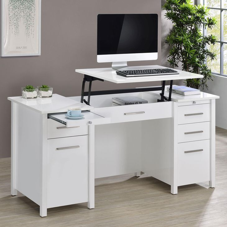 Dylan High Gloss White Lift Top Office Desk