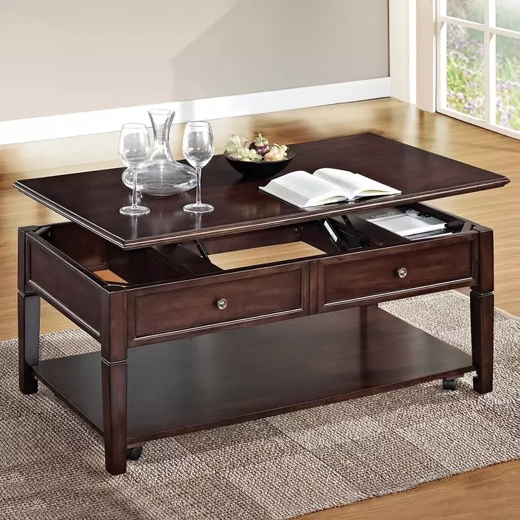 Malachi Walnut Rectangular Lift Top Cocktail Table