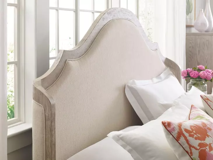 Haven Light Stain and Beige Upholstered King Shelter Bed
