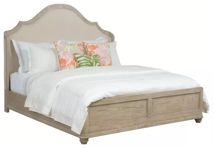 Haven Light Stain and Beige Upholstered King Shelter Bed