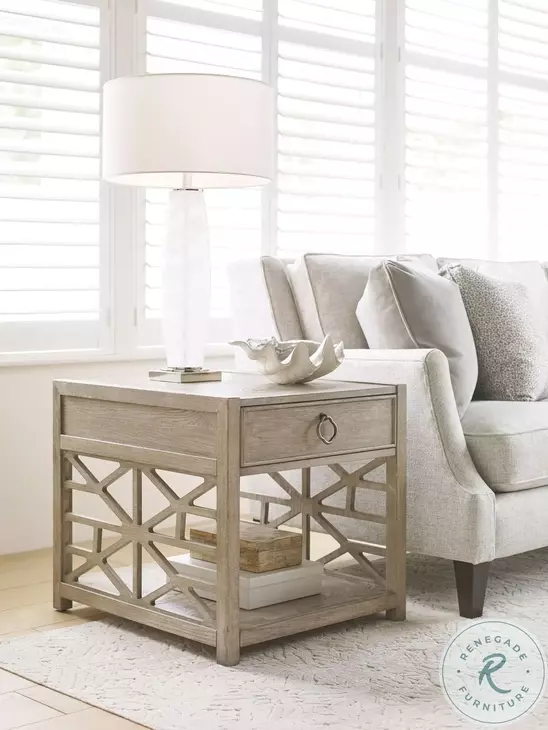 Summit Azure Bay Oyster Drawer End Table