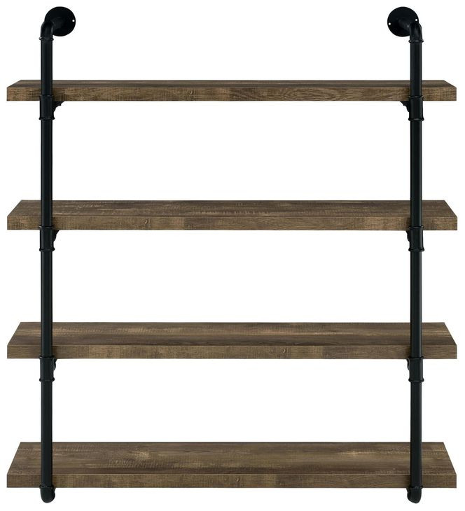 Elmcrest Black And Rustic Oak 40" Wall Shelf