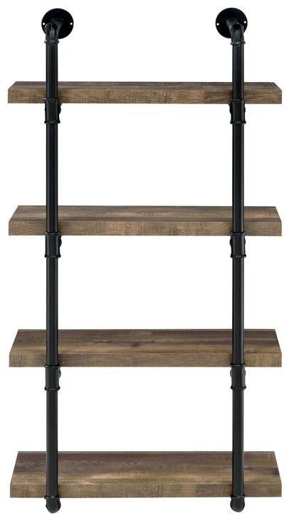 Elmcrest Black And Rustic Oak 24" Wall Shelf