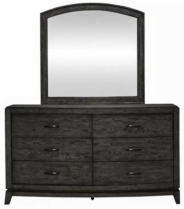Avalon Coffee Bean 6 Drawer Dresser and Arched Mirror