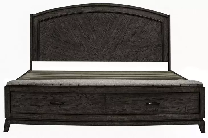 Avalon Coffee Bean King Storage Panel Bed with Nailhead Trim
