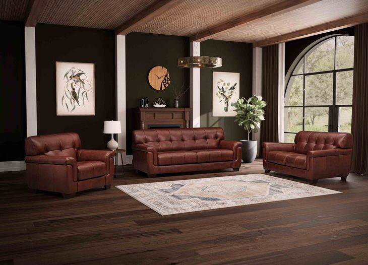 Langford Brandy Leather 84" Sofa