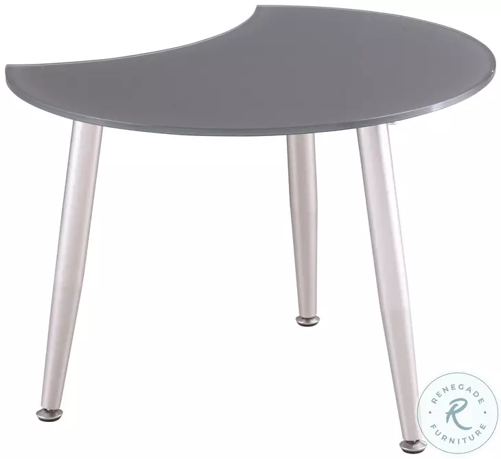 8072 Gloss Gray Shaped Top Glass Cocktail Table