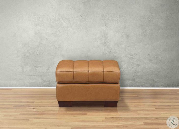 Baylor Cinnamon Leather Upholstered Rectangular Ottoman
