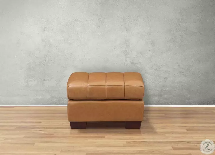 Baylor Cinnamon Leather Upholstered Rectangular Ottoman