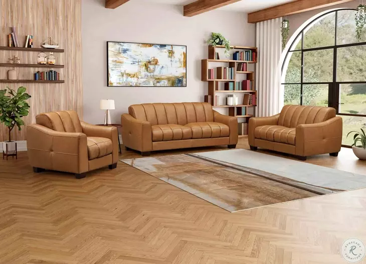 Baylor Cinnamon Leather 84" Sofa