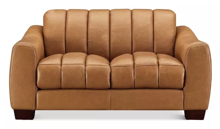 Baylor Cinnamon Leather 64" Loveseat