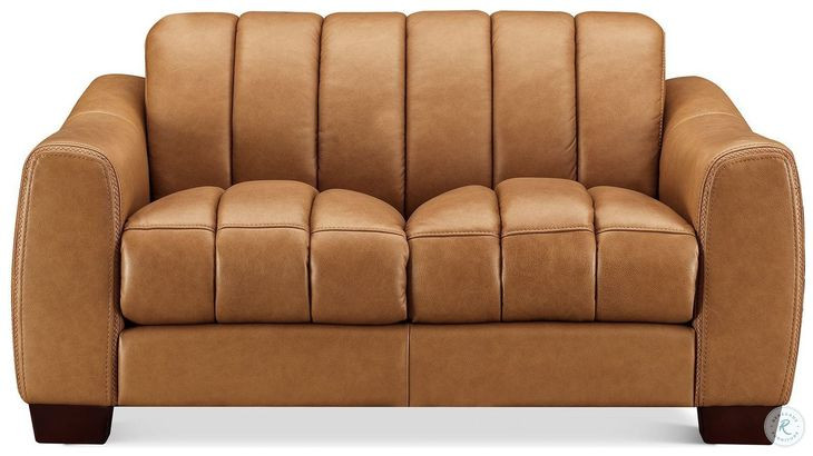 Baylor Cinnamon Brown Leather 64" Loveseat